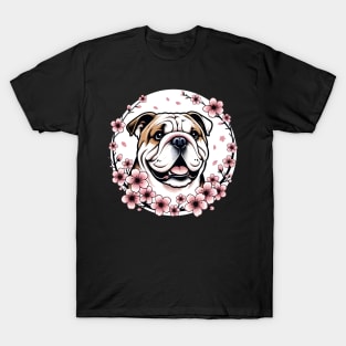 Bulldog Enjoys Spring Amidst Cherry Blossoms Radiance T-Shirt